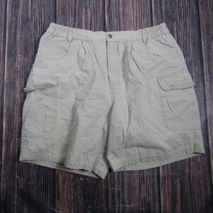 Vintage Mountain Tek Mens M Beige Cargo Shorts Cotton Elastic Pockets Summer